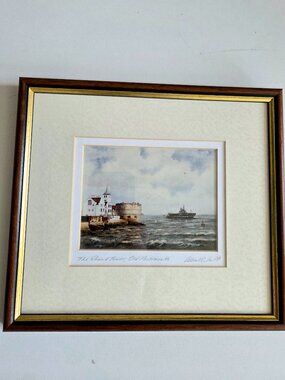 Signed print ''The Round Tower Old Portsmouth'' by Albert C. Jupp